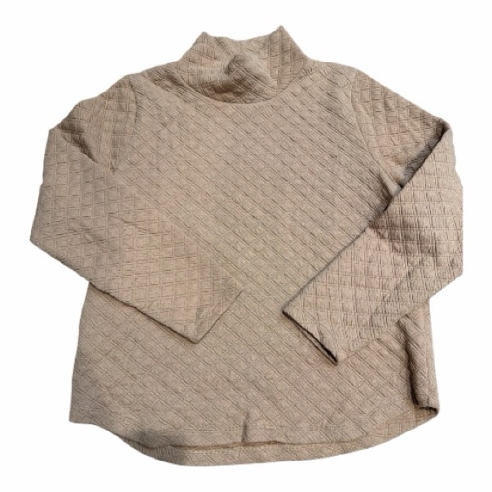 J. Crew Quilted Tan Long Sleeve Turtleneck top M Activewear or Casual Fashion